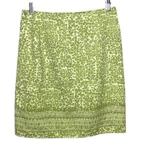 Columbia Green Floral Border Wrap Skirt Sz M Hidden Pocket Feminine Ajustable